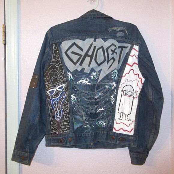 90s Vtg Levis Jacket Mens Size S Jean Denim Trucker Ghost Y2K Grunge USA Made - Picture 1 of 12